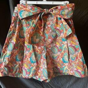Antonio Melani Womens Shorts Size 14 Colorful Print Coral Spring Preppy Bow